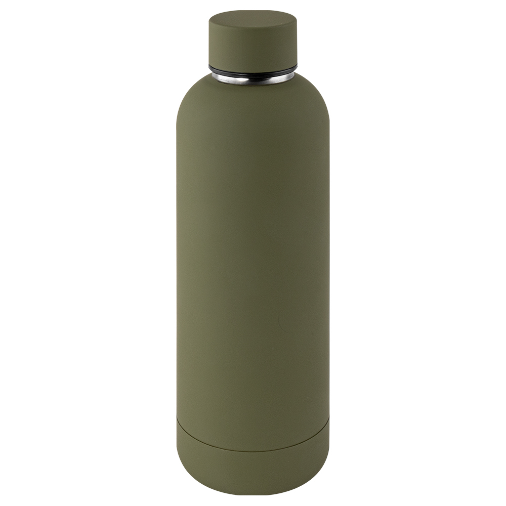 Bouteille publicitaire 500ml inox recyclé RUBBER Vert foncé